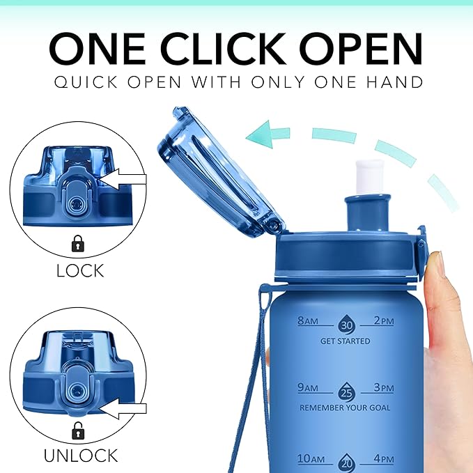 32oz Motivational Water Bottles with Time Marker & Fruit Strainer, Transparent Gradient Color Water Bottle with Times to Drink, Leakproof & BPA Free, Reusable Bottle with Strap (No Straw)-PurrikoPets