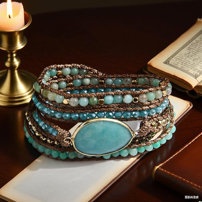 ZOSOJONA Women Wrap Bracelet Boho Natural Jasper Crystal Stone Beads Strand Bracelets