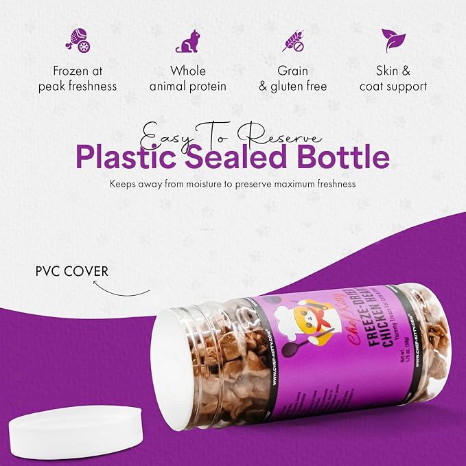 Freeze-Dried Chicken Heart Treats for Cats & Dogs – 100% Human Grade, Single Ingredient, High-Protein, Healthy Snack – No Additives or Preservatives – 1.4oz - Inspected & Tested in USA-PurrikoPets