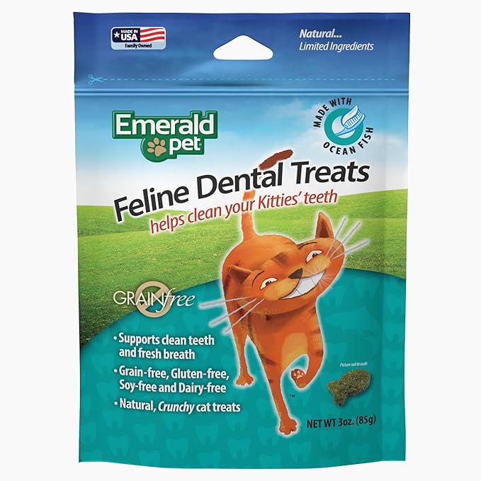 Feline Dental Treats — Tasty and Crunchy Cat Dental Treats Grain Free — Natural Dental Treats to Clean Cat Teeth, Freshen Cat Breath, and Reduce Plaque and Tartar Buildup — Ocean Fish Treats, 3 oz-PurrikoPets