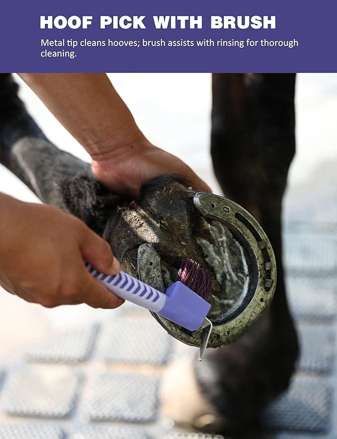 11PCS Horse Grooming Kit Curry Comb Sweat Scraper Horse Bathing Supplies Grooming Tools with Storage Bag Sugar Taro-PurrikoPets