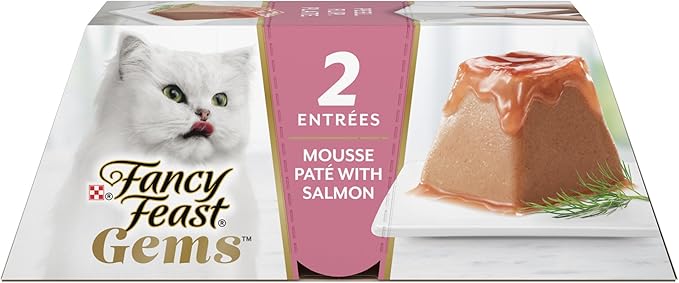 Fancy Feast Gems Pate Cat Food Mousse With Salmon and a Halo of Savory Gravy Cat Food - (Pack of 8) 4 oz. Boxes-PurrikoPets