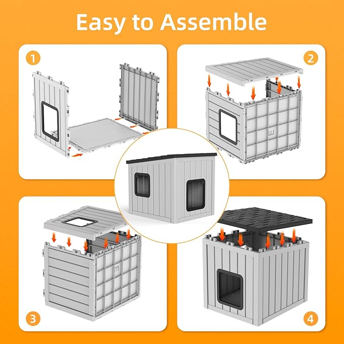 Dog House Small Dog Houses Outdoor with Sloped Roof Waterproof Ventilated Design Easy to Clean Elevated Floor Easy Assembly for Middle Sized Dogs-PurrikoPets