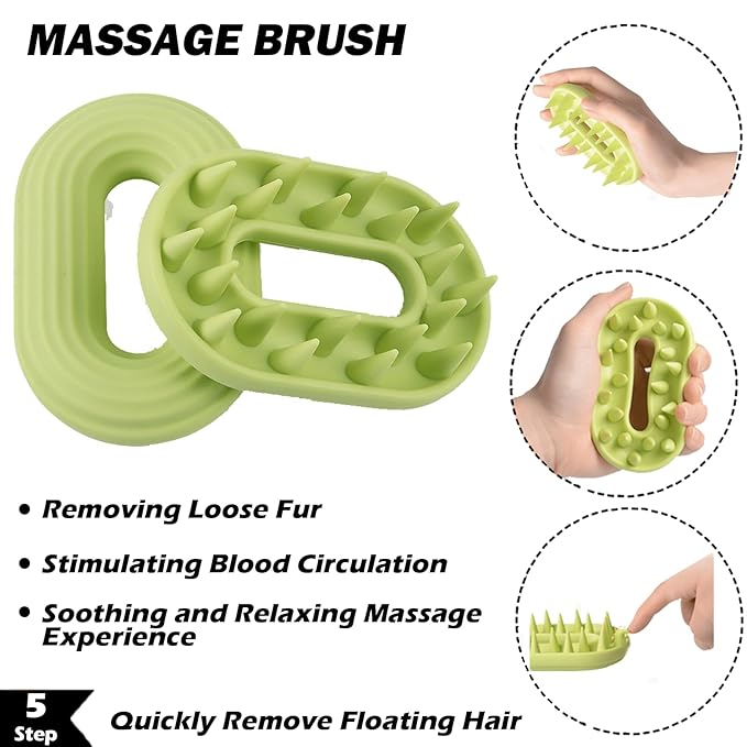 5 Pack Cat Steam Brush Kit - Pet Mist Water Brush for Dogs, Includes Steamy Brush, Undercoat Rake, Bath Brush, Flea Comb - Dynamic Dematting Tool-PurrikoPets