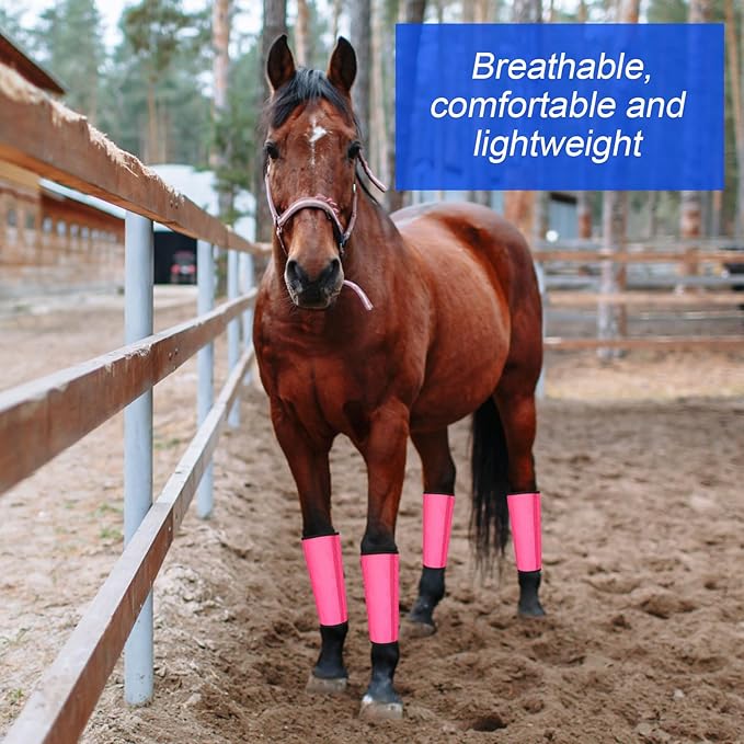 8 Pcs Mesh Fly Boots for Horse Breathable Mesh Horse Boots Protective Horse Leg Wraps Horse Leggings for Preventing Flies and Mosquitoes Bites (Light Pink, Dark Pink)-PurrikoPets