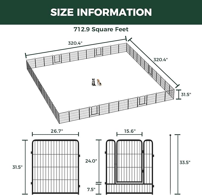 FXW Rollick Unleashed Dog Playpen for Indoor, Yard, RV Camping, 32 inch 48 Panels for Small and Medium Dogs, Black│Patented-PurrikoPets