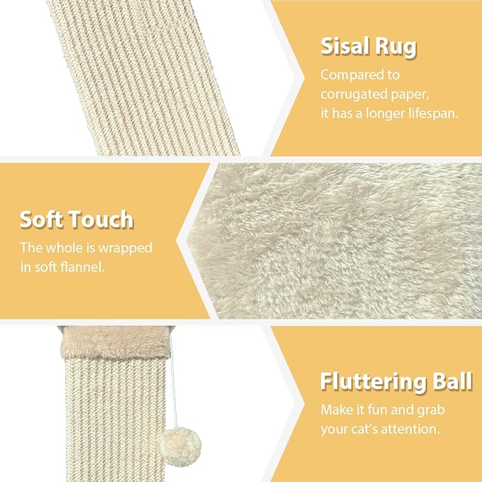 AGYM Cat Scratching Post, 32 Inch Cat Scratching Post for Large Cats, Scratching Posts for Indoor Cats Adults, Cat Scratch Post with Nature Sisal, Beige-PurrikoPets