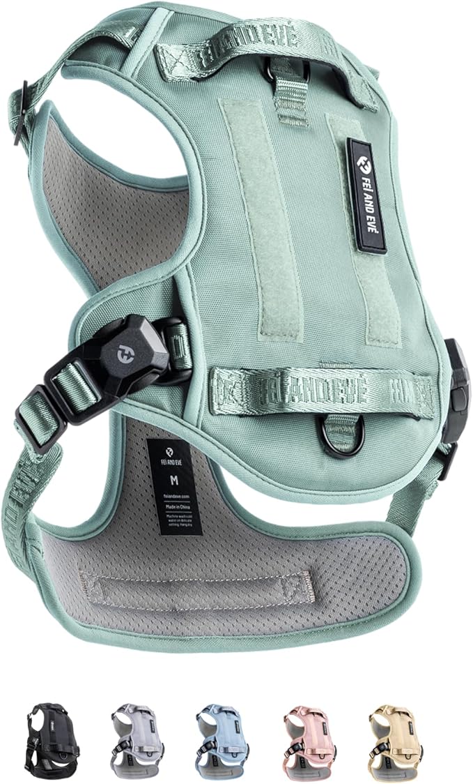 2025 New Edition, Fei & Eve MagEase Dog Harness - 3-Second Magnetic Buckles | 3-Point No-Pull Control | Heavy-Duty 900D Nylon | Dual Safety Handles | Breathable Mesh | Adjustable Fit | X-Large, Green-PurrikoPets
