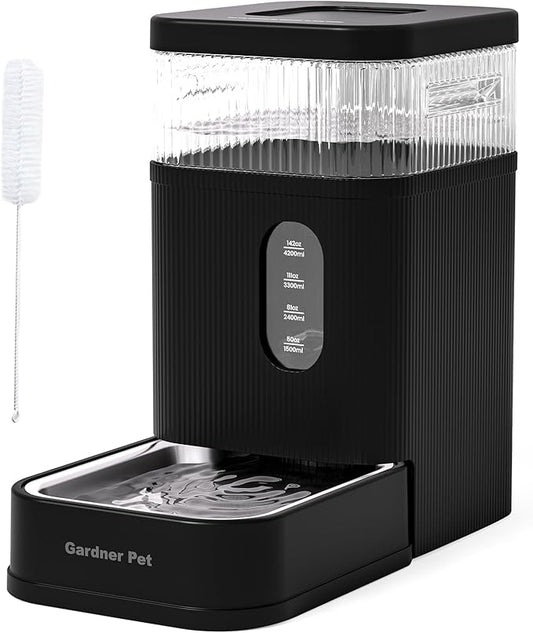 Gardner Pet Automatic Dog Water Dispenser Gravity Waterer with Stainless Steel Bowl Water Dispenser 8.5L Large Capacity Water Feeder for Dogs Cats Pets, BPA-Free Noise-Free (Black, 8.5L)-PurrikoPets