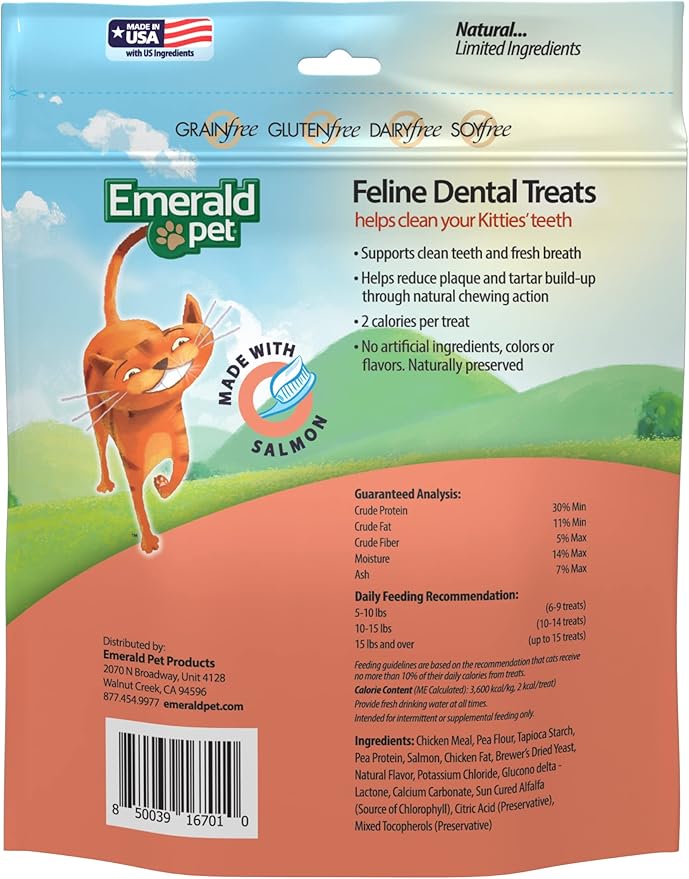 Feline Dental Treats — Tasty and Crunchy Cat Dental Treats Grain Free — Natural Dental Treats to Clean Cat Teeth, Freshen Breath, Reduce Plaque and Tartar Buildup — Salmon Treats, 32 oz (32 oz)-PurrikoPets