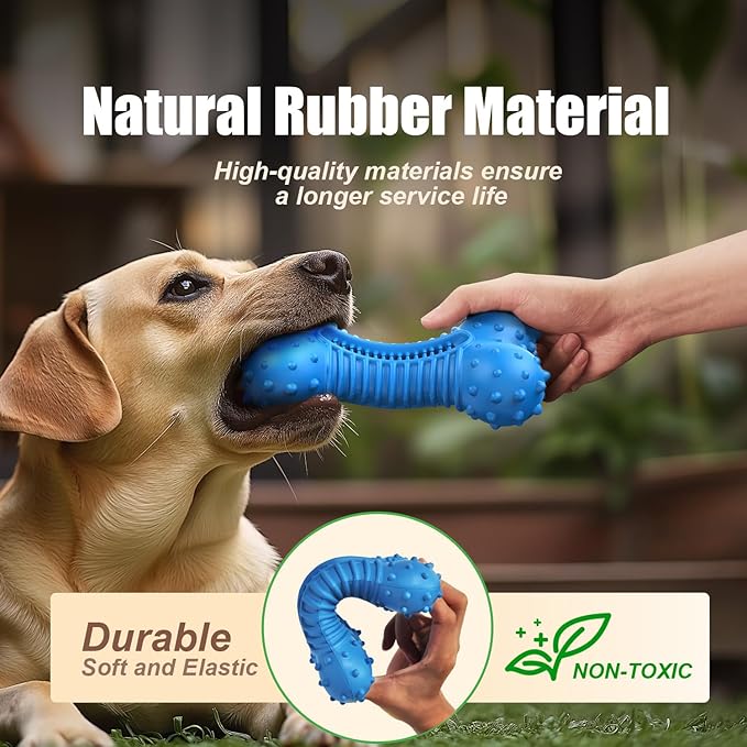 Dog Toys for Aggressive Chewers, Chew Toys for Medium Large Dogs, Durable Natural Rubber Toys with Bacon Flavor, Indestructible Dog Toy,Blue-PurrikoPets