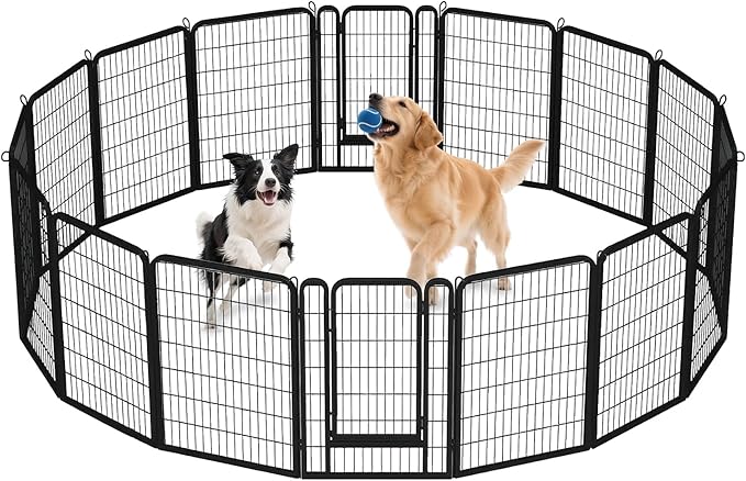 40 Inch Dog Playpen - 16 Panels Metal Pet Exercise Pen for Medium-Large Dogs, Indoor/Outdoor Dog Fence for Yard, Garden, Camping & RV Travel-PurrikoPets