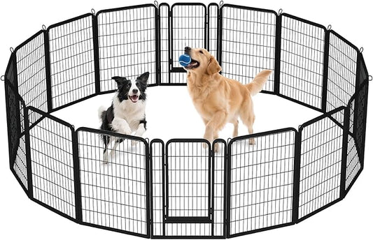 40 Inch Dog Playpen - 16 Panels Metal Pet Exercise Pen for Medium-Large Dogs, Indoor/Outdoor Dog Fence for Yard, Garden, Camping & RV Travel-PurrikoPets
