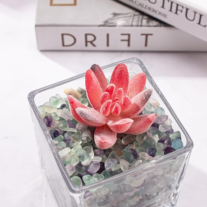 14 Oz Fluorite Aquarium Gravel Rocks Crystal Chips Stones, Natural Tumbled Healing Crystal Chips Bulk Polished Crushed Stones Pebbles for Vase Fillers, Aquarium and Home Decoration, 5-7mm-PurrikoPets