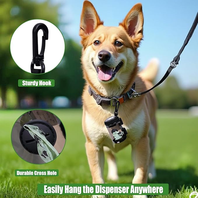 Dog Waste Bag Dispenser Poop Bag Dispenser for Leash Accessory dog Poop Bag Holders Fits Dog Leash Include Hand Free Holder, Clear, No-PUXYB-PurrikoPets