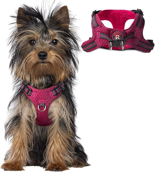 Dog Harness Step in Dog Vest Harness, Reflective Adjustable Puppy No Pull Harness Breathable Soft for Small and Medium Dogs Cats, Pink/Black, XXS-PurrikoPets