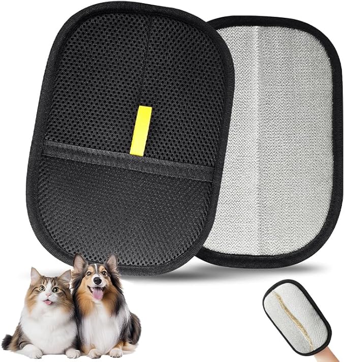 2025 Upgraded Pet Hair Removal Glove |Double-Sided – Reusable Grooming & Bathing Glove for Dogs and Cats |Soft Silcone Touch |Easy Deshedding and Cleaning Mitt (Black, 1 PC)-PurrikoPets