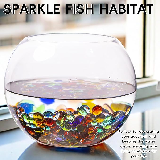 5 LB Mix Color Glass Beads, Mini Flat Glass Marbles~750PCS for Vases, Floral Bottom Mancala Gems Pebbles Fish Tank Rocks for Table Scatter Aquarium,Vase Fillers,Home Decorative Art Craft(0.5"~0.7")-PurrikoPets