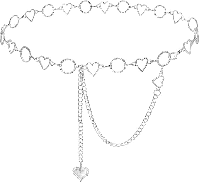 Metal Waist Chain Women - Love Hearts Pendant Adjustable Link Belt