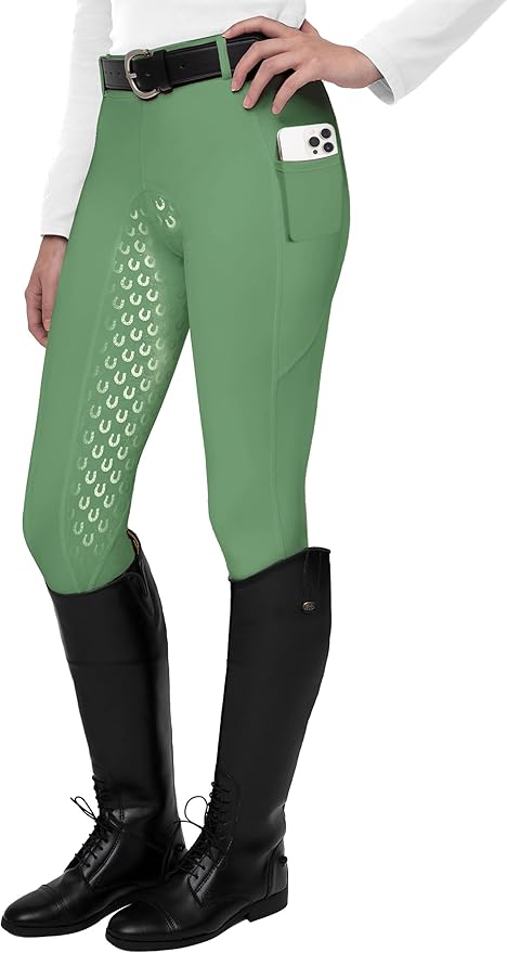 FitsT4 Sports Women's Full Seat Riding Tights Active Silicon Grip Horse Riding Tights Equestrian Breeches-PurrikoPets