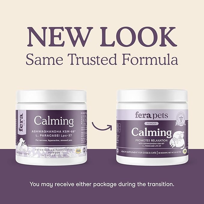 Fera Pets Calming Supplement for Dogs & Cats with Probiotics, L-Theanine, and Ashwagandha - Supports Anxiety Relief - Promotes Relaxation - 60 Scoops-PurrikoPets