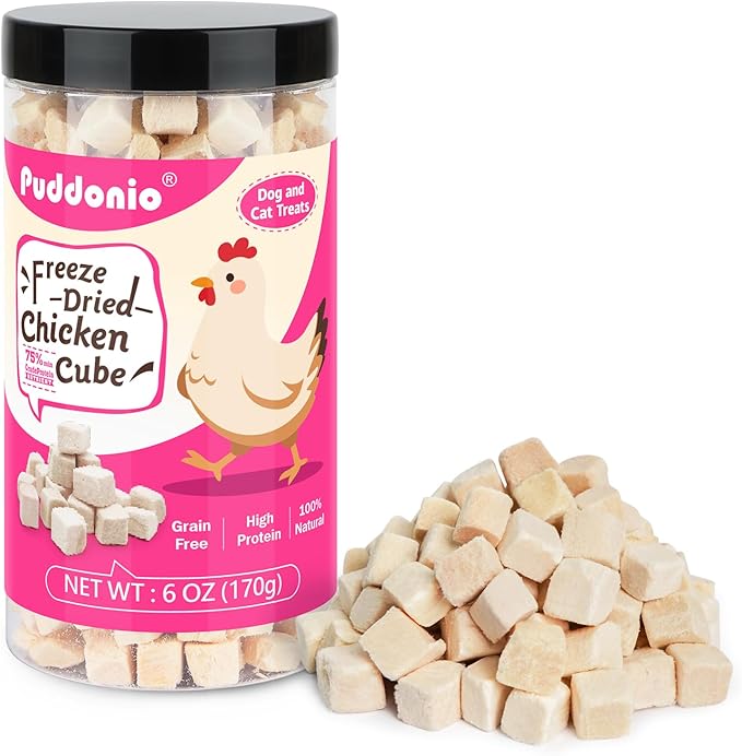 Freeze Dried Cats & Dogs Raw Treats, All Natural Single Ingredient Chicken Breast, High Protein Healthy Pet Training Treats or Food Topper, 6 oz-PurrikoPets