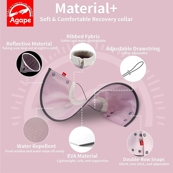 Agape Soft Cone for Cats & Small Dogs, Comfy Pet Cone to Stop Licking, Adjustable Cat E Collar Alternative After Surgery, Protective Elizabethan Collar for Pup & Kitty, Water Repellent Recovery Cone-PurrikoPets
