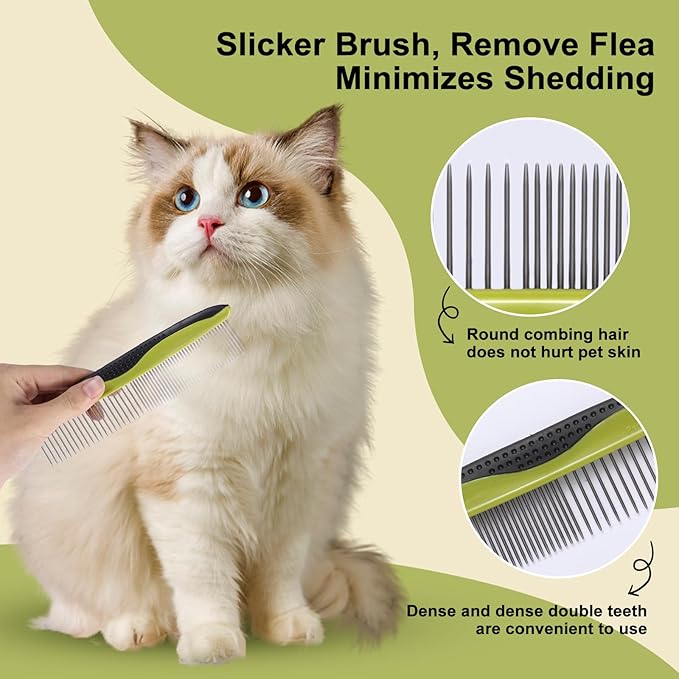 6 PCS Dog and Cat Grooming Kit, Versatile Tools Including Shedding Brush, Nail Clipper with Nail File, Slicker Brush, Dematting Comb-PurrikoPets