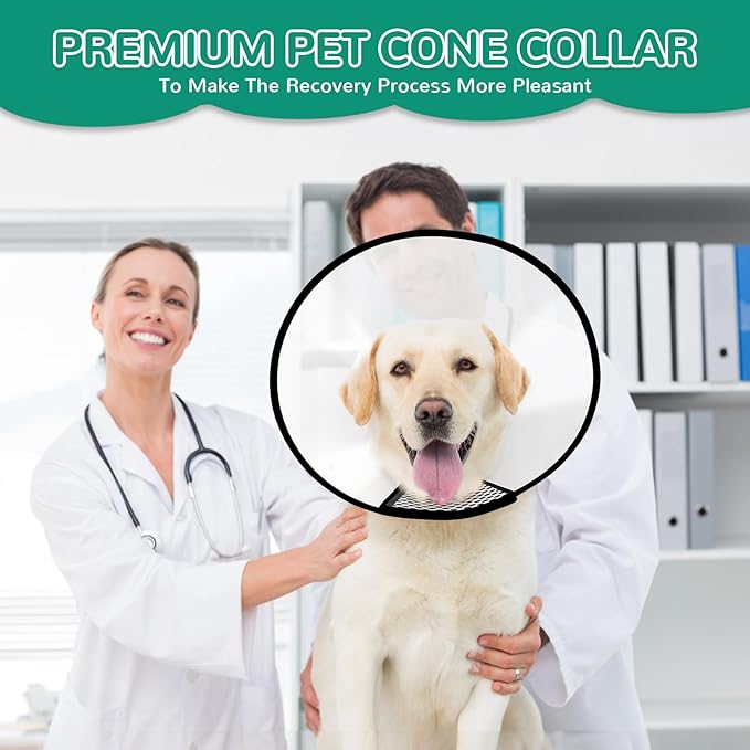GLADOG Soft Dog Cone Collar, 3 PCS (XL is Only 1 PCS) Flexible Plastic Cone for Dogs After Surgery, Dog Recovery Collar, Adjustable E-Collar for Large/Medium/Small Dogs Cat, Comfy Elizabethan Collar-PurrikoPets