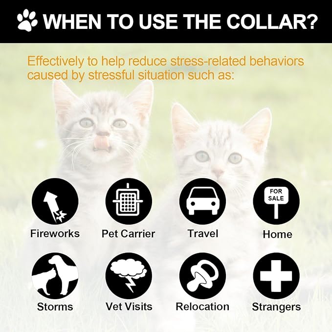 4 Pcs Cat Calming Collar Adjustable Lavender Scent Relaxing Cat Collar with 2 Pendant for Puppies Reduce Stress Aggression Anxious, up to 15 Inches(Black)-PurrikoPets