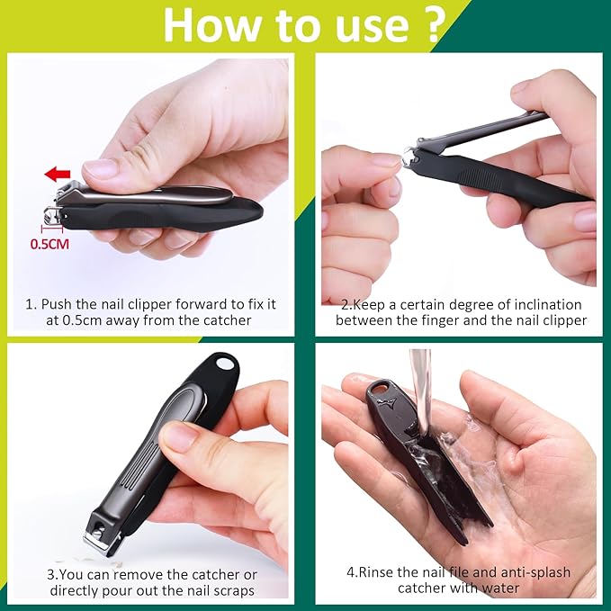 GLAMFIELDS Nail Clipper with Catcher, Large Fingernail Toenail Clipper,Slanted Edge Nail Clippers Leather Case Packed Good Gift for Men and Women 2PACK Large/Small-PurrikoPets