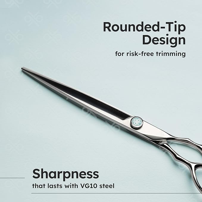 8" Dog Grooming Scissors – Handcrafted, Ergonomic, VG10 Stainless Steel for Sharper, Tougher, Better Edge Retention, Lightweight Shears with 3D Convex Blade for Dogs and Cats-PurrikoPets