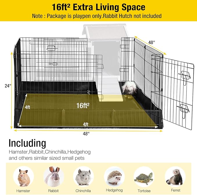 Aivituvin Rabbit Pen Indoor Bunny Pet Playpen Large Guinea Pig Outdoor Exercise Run Pet Enclosure-Playpen ONLY-PurrikoPets