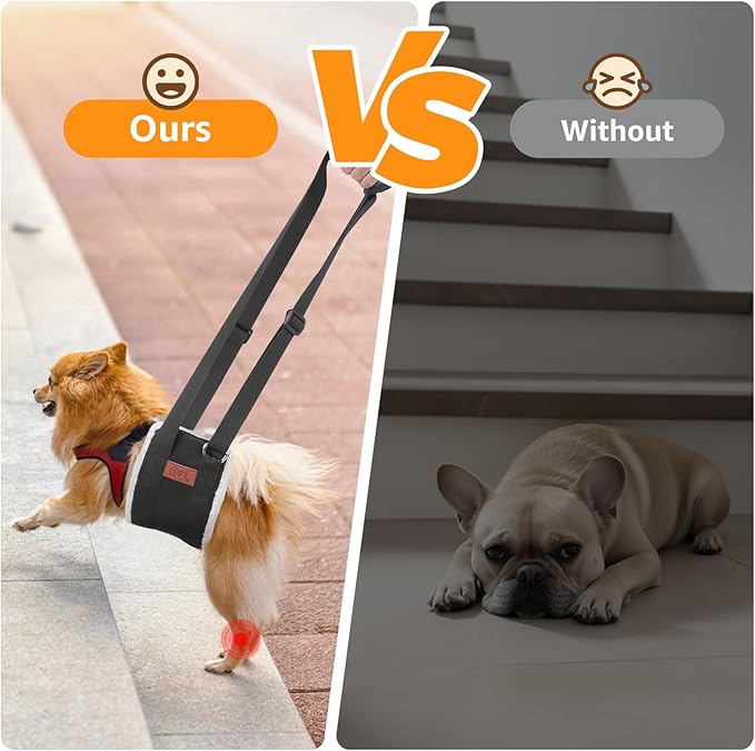 Adjustable Dog Lift Harness, Dog Sling for Large Dogs Lift Support and Rehab Harness for Weak Rear Legs, Soft Hind Leg Support Helps Senior, Injured, Disabled and After ACL Surgery Dogs(Black,Small)-PurrikoPets