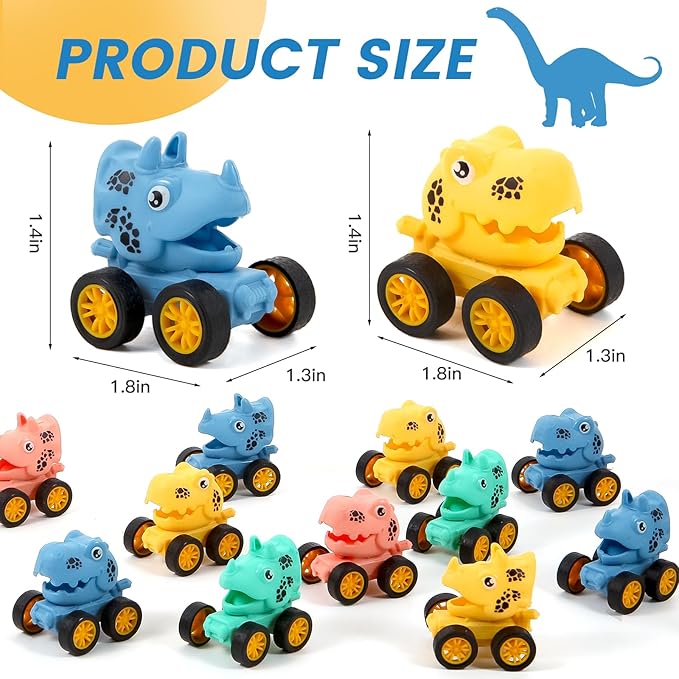 18Pcs Dinosaur Pull Back Cars Set for Kids Toddlers, Bulk Mini Racing Vehicles Toys Party Favors, Pinata Fillers, Goodie Bag Stuffers, Classroom Prizes for Boys Girls-PurrikoPets