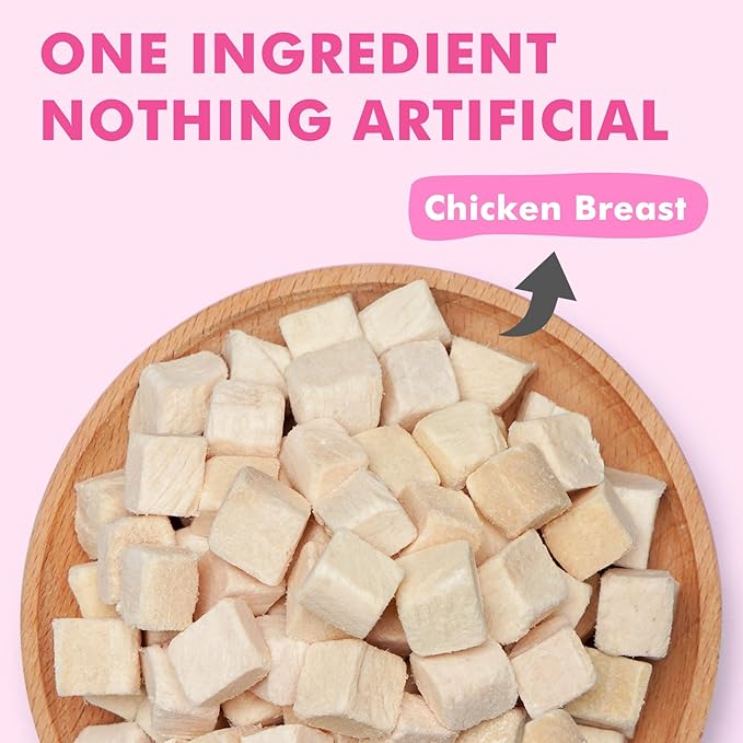 Freeze Dried Cats & Dogs Raw Treats, All Natural Single Ingredient Chicken Breast, High Protein Healthy Pet Training Treats or Food Topper, 3.5 oz-PurrikoPets