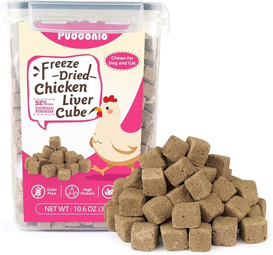 Freeze Dried Cats & Dogs Raw Treats, All Natural Single Ingredient Chicken Liver, High Protein Healthy Pet Training Treats or Food Topper, 10.6 oz-PurrikoPets