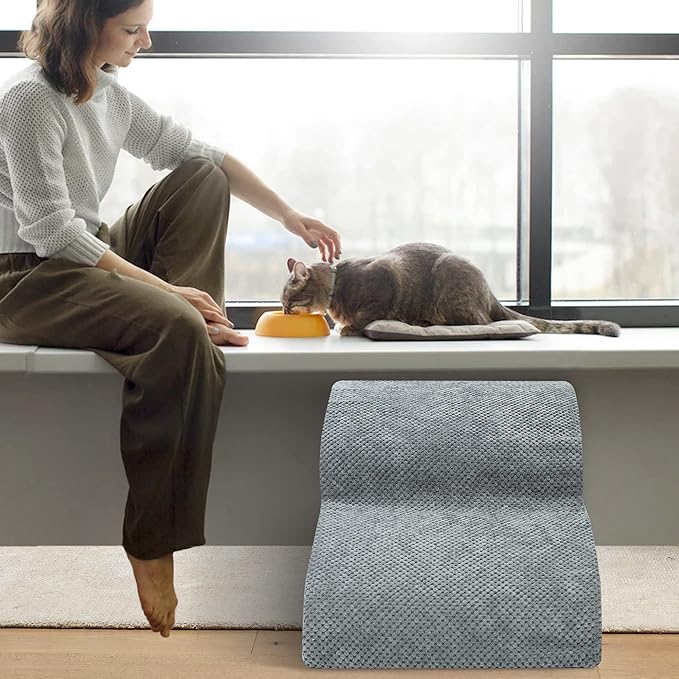 Dog Stairs for Small Dogs - High Density Foam Pet Steps, Extra Wide Dog Ramp with Non-Slip Bottom for High Beds, Couch and Sofa, Best for Dogs Injured, Older Doggy Cats-PurrikoPets