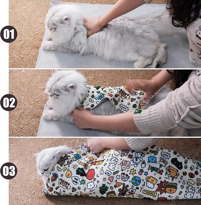 35.5" Cat Grooming Wrap Cat Wrap for Cutting Nails Cat Restraint for Nail Clipping Cat Swaddle Wrap Cat Burrito Wrap XL(Within 22lbs) Anti-Scratch Anti-Escape Multifunctional Pet Tool-PurrikoPets