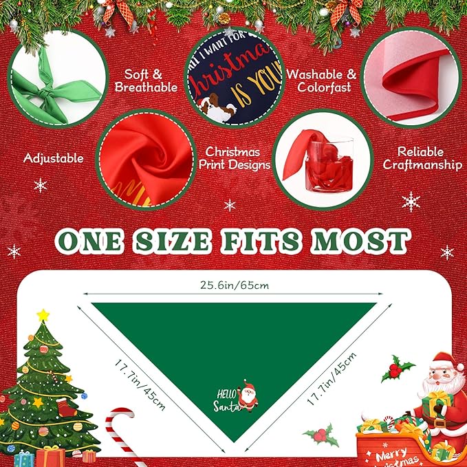 200 Pcs Christmas Dog Bandana Bulk with Sayings Pet Bandanas Triangle Scarf Bibs Washable Puppy Kerchief Adjustable Grooming Supplies for Small Medium Large Dog Cat Costume Accessories-PurrikoPets