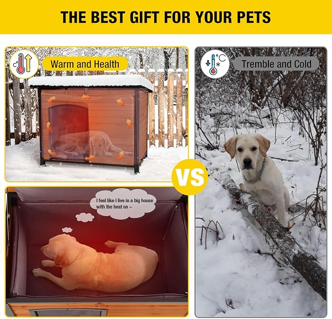 Aivituvin Dog House Outdoor & Indoor Dog Kennel with Insulated Liner for Winter Waterproof Large Dog Cage for Small & Medium & Large Dogs,Unique All-Around Iron Frame-PurrikoPets