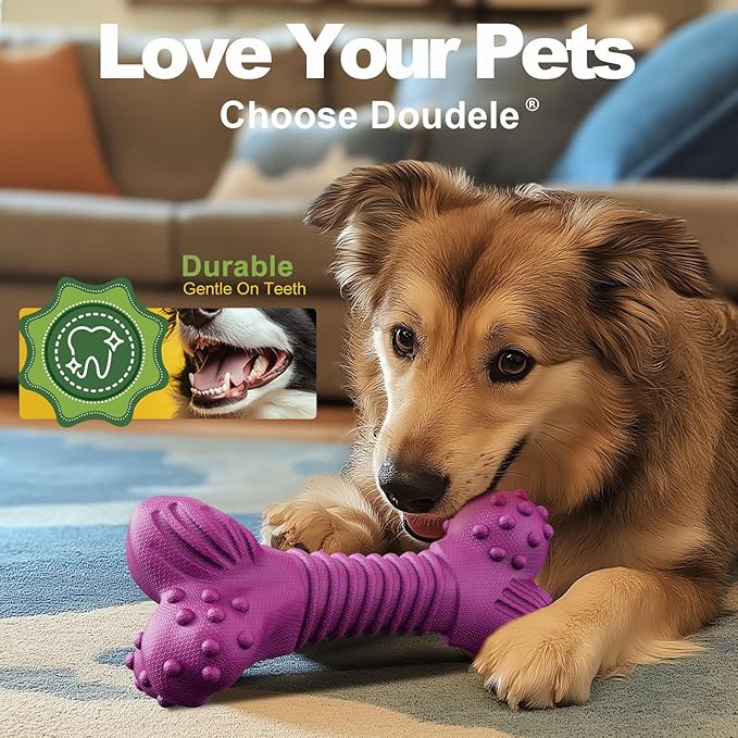 Dog Toys for Aggressive Chewers, Dog Toys for Medium Large Dogs, Natural Rubber Dog Chew Toys with Beef Flavor, Indestructible Chew Toys for Aggressive Chewers (Purple)-PurrikoPets