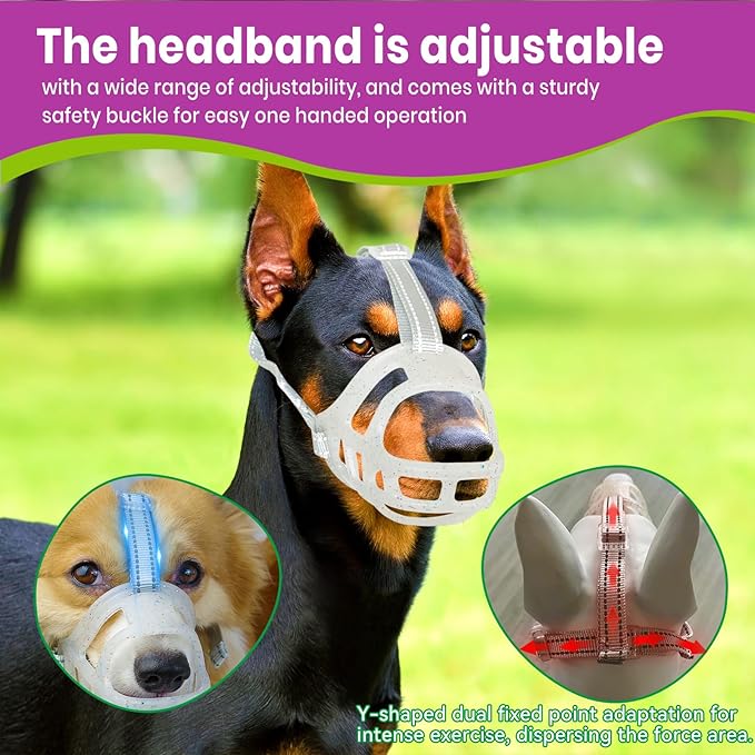 Glow-in-The-Dark Dog Muzzle, Basket Muzzle for Small Medium Large Dogs,Anti-Biting Chewing, Lightweight Cage Design,Allows Drinking & Panting,for Grooming & Training (Transparent Size L)-PurrikoPets