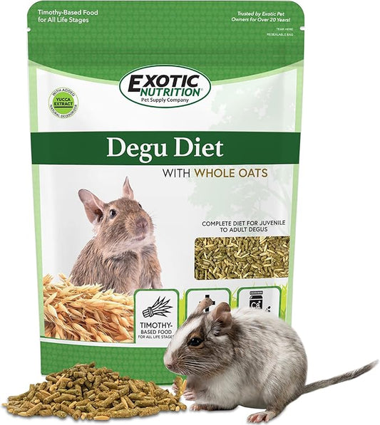 Exotic Nutrition Degu Diet (2.5lb) - Nutritionally Complete Healthy Pellet Diet with Whole Oats - for Domesticated Pet Degus-PurrikoPets