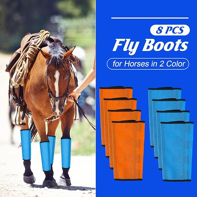 8 Pcs Mesh Fly Boots for Horse Breathable Mesh Horse Boots Protective Horse Leg Wraps Horse Leggings for Preventing Flies and Mosquitoes Bites (Light Pink, Dark Pink)-PurrikoPets