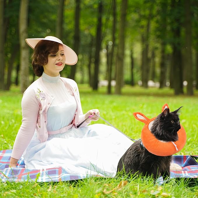 Adjustable Cat Collar Soft to Stop Licking After Surgery for Kitten, Alternative to Cone of Shame, Donut Cone for Cats, Pet Elizabethan Collar (Rabbit, Small)-PurrikoPets
