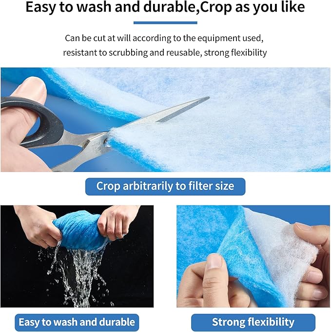 12" x 78" Aquarium Filter Sponge Fish Tank Pond Filter Media Filters Pad for Fish Tank,Filter Freshwater, Saltwater Aquariums, Reusable Fish Pond Filter Material, 0.78" Thick,Blue-PurrikoPets