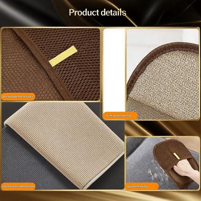 2Pcs Pet Hair Removal Gloves for Dogs and Cats, 2025 Upgraded Electrostatic Magic Hair Remover Glove,Reusable for Couch, Car Seat, Clothing, Carpet, Furniture & Bed Sheets(Brown)-PurrikoPets