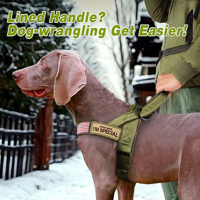 Forestpaw No Pull Dog Harness - Soft Flannel Padded Tactical Dog Vest Harness with Quick Release Buckle, Adjustable Reflective Pet Harness for Large Dogs Walking Training,Green XL-PurrikoPets