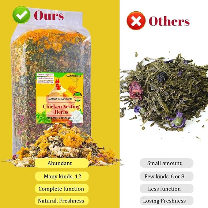 21 oz Chicken Nesting Herbs Flowers - 1.3lb Poultry Blend Herbs 12 Premium Nesting Box Herbs for Chicken Coop Refresher Boost Egg Laying Hens Herb Supplement for Backyard-PurrikoPets